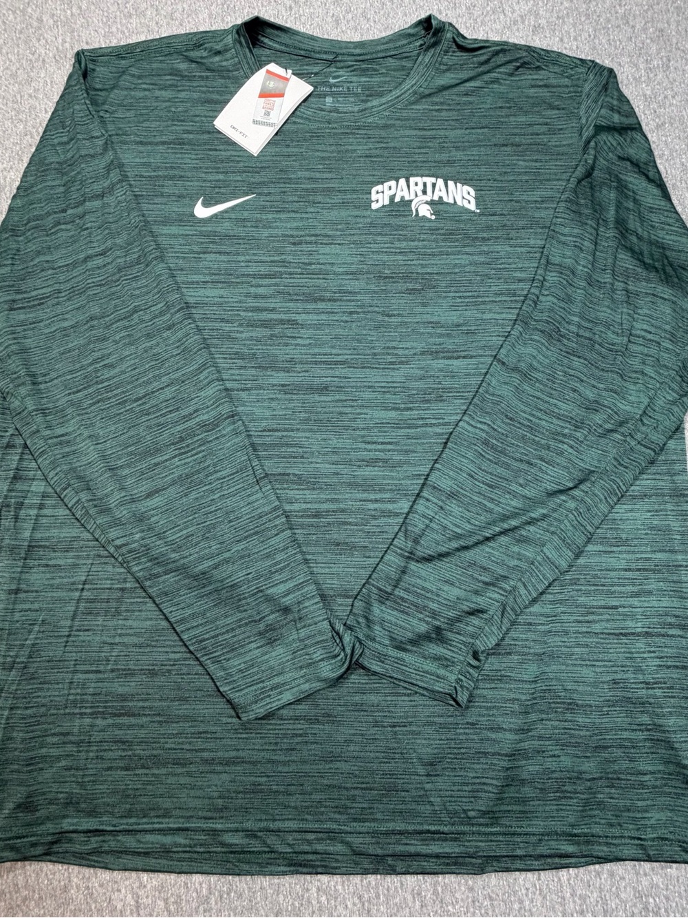 Nike Michigan State Spartans Long-Sleeve Shirt - Green Dri Fit Mens XXL NWT